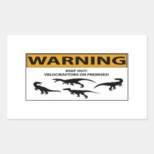 Keep Out! Velociraptor Sign Rectangular Sticker