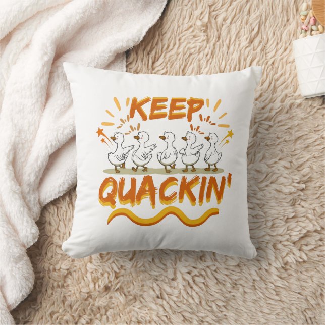 Keep Quackin' (Dancing) Funny Duck Pun Cushion (Blanket)