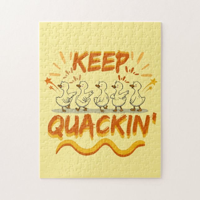 Keep Quackin' (Dancing) Funny Duck Pun Jigsaw Puzzle (Vertical)