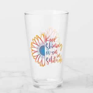 Keep Shining Quote with Sunflower  Glass
