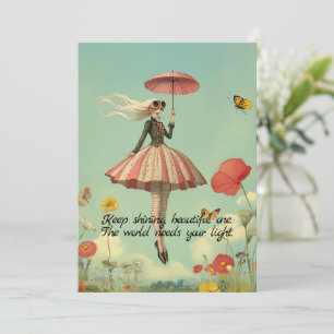 Keep Shining Whimsical Girl Greeting Card