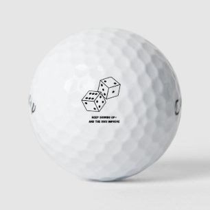 'Keep Showing Up - And The Odds Improve' Dice Gift Golf Balls