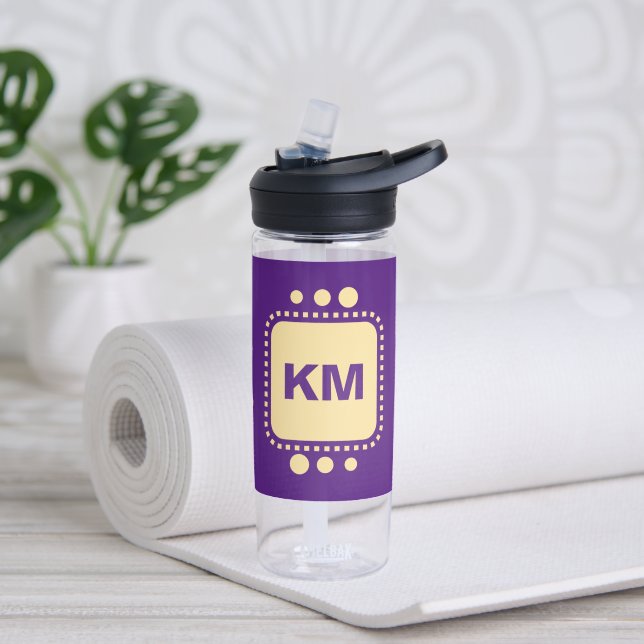 Keep smiling add initials purple yellow CamelBak Water Bottle (Yoga)