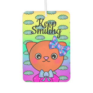 Keep Smiling Adorable Kitten Cat Cute Cloud Car Air Freshener