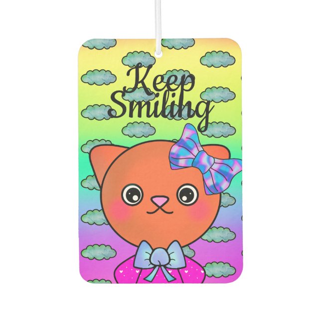 Keep Smiling Adorable Kitten Cat Cute Cloud Car Air Freshener (Front)
