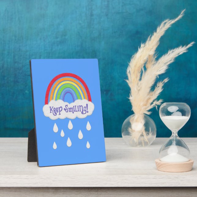 Keep Smiling | Faux Felt Rainbow Clouds and Rain Plaque (Side)