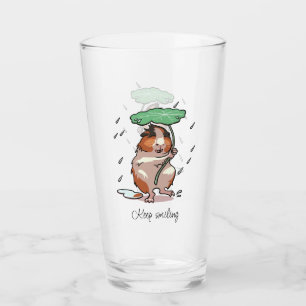 Keep Smiling Happy Guinea Pig Enjoying The Rain Glass