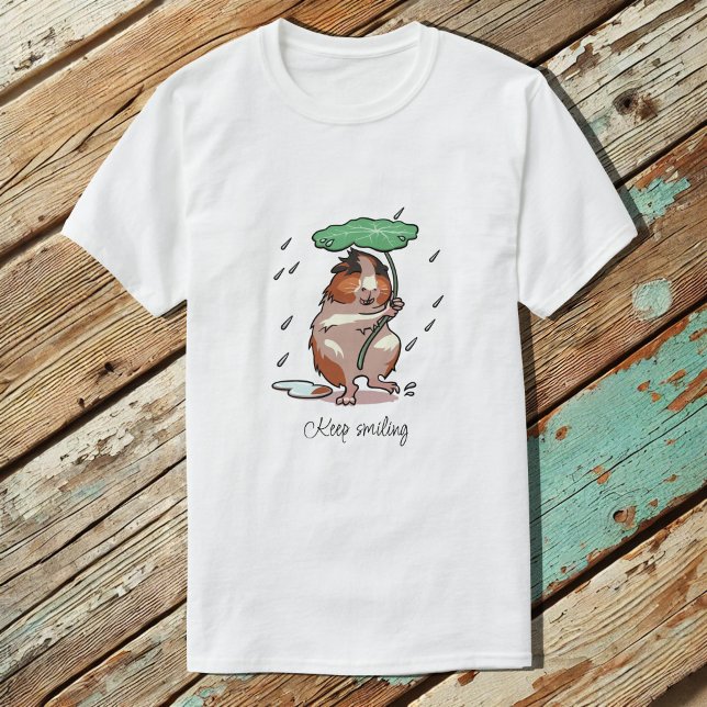 Keep Smiling Happy Guinea Pig Enjoying The Rain T-Shirt (Creator Uploaded)
