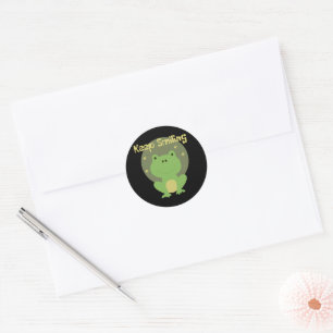 Keep smiling Kawaii green baby frog smiling Classic Round Sticker