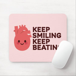 Keep Smiling, Keep Beating – Cute Happy Heart Mouse Pad