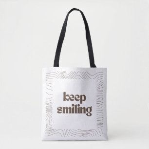 'Keep Smiling' Minimalist Art Tote Bag