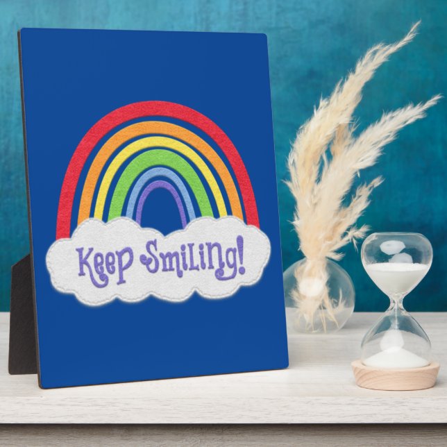 Keep Smiling! | Rainbow with Cloud | You Customise Plaque (Side)
