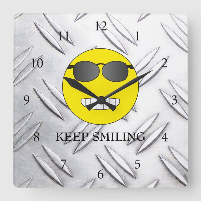 Keep Smiling Square Wall Clock (Front)