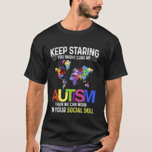 Keep Staring You Might Cure My Autism Map Puzzle T-Shirt