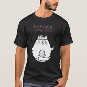 Keep Tee Calm And Love Cats Funny Cat Yoga For Wom