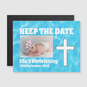 Keep the Date Christening Magnetic Invitation