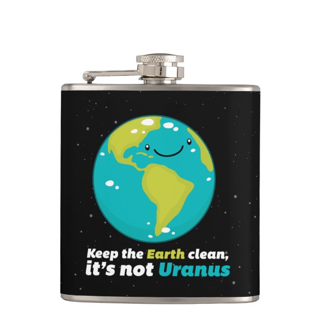 Keep The Earth Clean Hip Flask (Front)