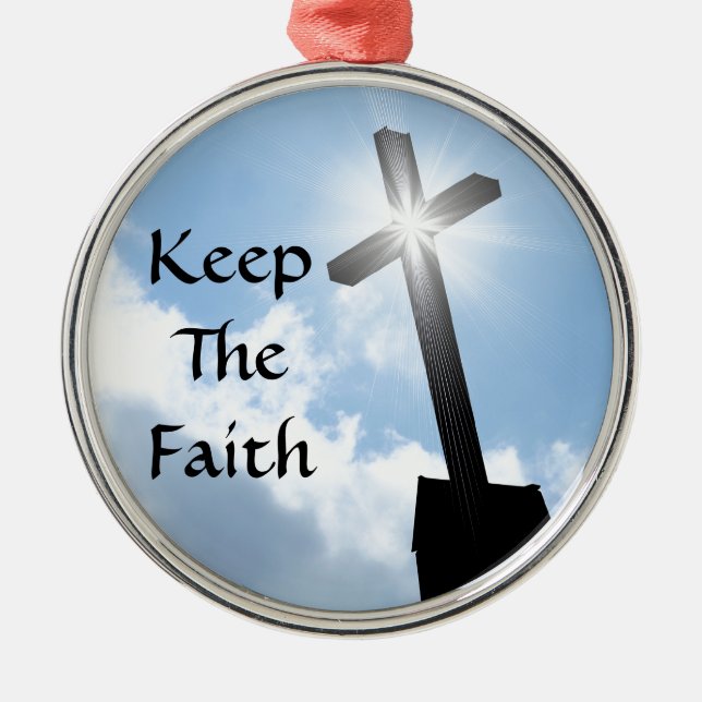 Keep The Faith Cross On Blue Skies Ornament (Front)