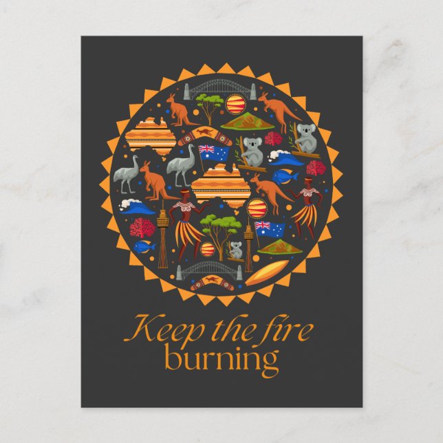 keep the fire burning Naidoc Australia souvenir  Postcard (Front)