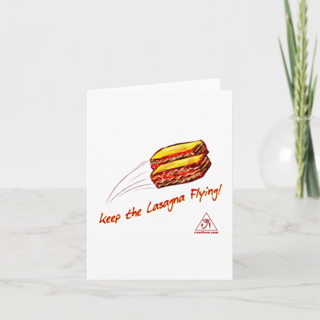 Keep the Lasagne Flying Greeting Card (Front)
