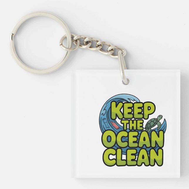 Keep The Ocean Clean Sea Turtle Awareness Key Ring (Front)