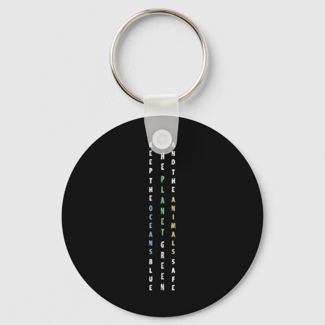 Keep The Oceans Blue Environmental Protection Clim Key Ring (Front)
