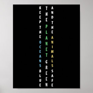 Keep The Oceans Blue Environmental Protection Clim Poster