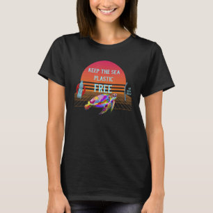 Keep The Sea Plastic Free Colourful Sea Turtle Sav T-Shirt