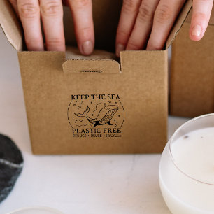 Keep the Sea Plastic Free, Reduce Reuse Recycle   Rubber Stamp