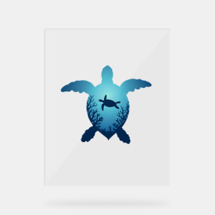 Keep The Sea Plastic Free Save The Sea Turtles T-S Acrylic Sign