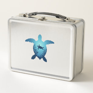 Keep The Sea Plastic Free Save The Sea Turtles T-S Metal Lunch Box