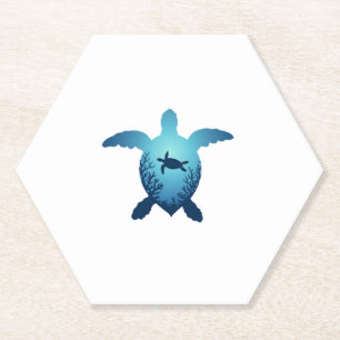 Keep The Sea Plastic Free Save The Sea Turtles T-S Paper Coaster