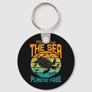 Keep The Sea Plastic Free Saying, Environmental Pr Key Ring