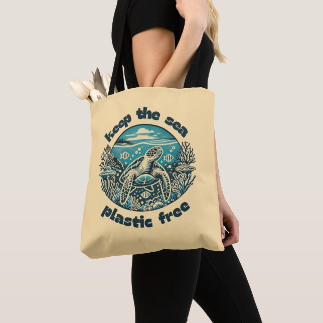Keep the Sea Plastic Free Tote Bag | Eco-Friendly  (Close Up)