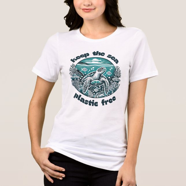 Keep the sea plastic free Tri-Blend shirt (Front)