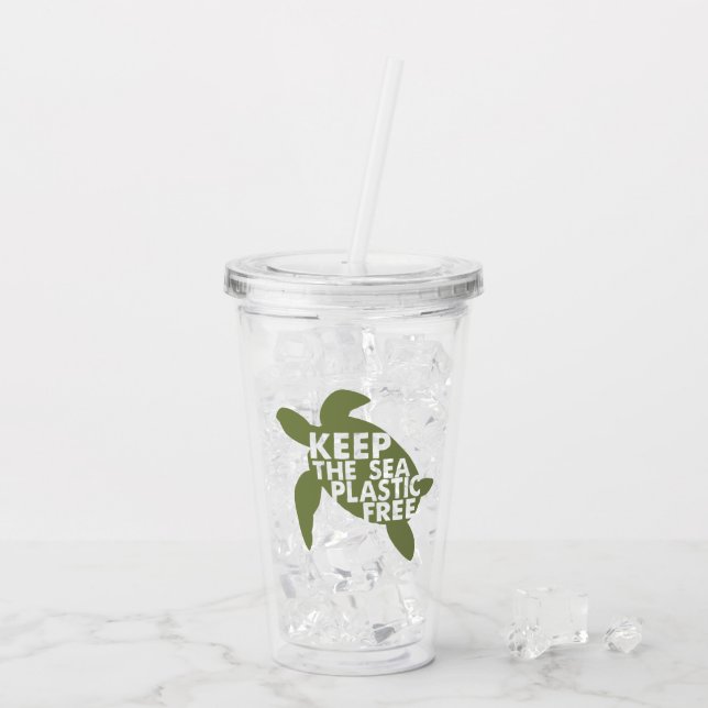 Keep The Sea Plastic Free Turtle Acrylic Tumbler (Back Ice)