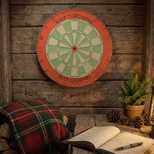 Keep Throwing Keep Growing Minimalist Sage Green Dartboard