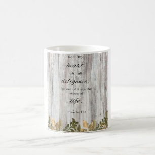 Keep Thy  Heart Wood Flower Bible Verse Coffee Mug