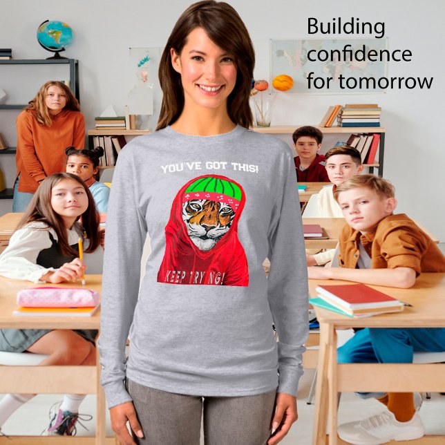 Keep Trying Winter Tiger, Personalise Text T-Shirt (Creator Uploaded)