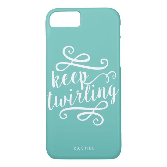Keep Twirling | Mint & White Typography Quote Case-Mate iPhone Case (Back)