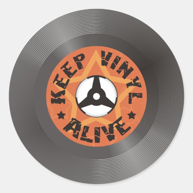 Keep Vinyl Alive Classic Round Sticker (Front)