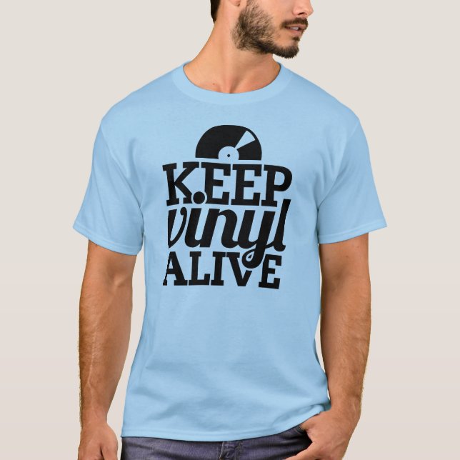 Keep Vinyl Alive T-Shirt - Pale Blue (Front)