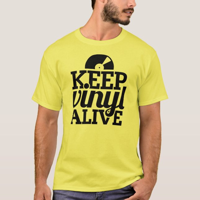 Keep Vinyl Alive T-Shirt - Yellow (Front)
