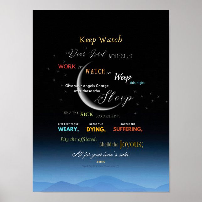 Keep Watch Night Prayer Wall Hanging Poster (Front)