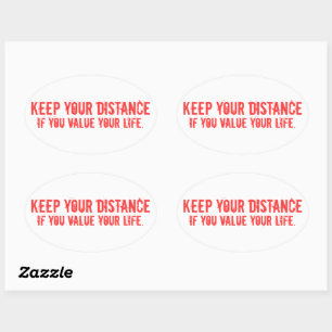 keep your distance oval sticker