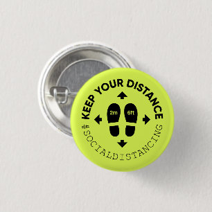 "Keep your distance" Social Distance Sign 3 Cm Round Badge