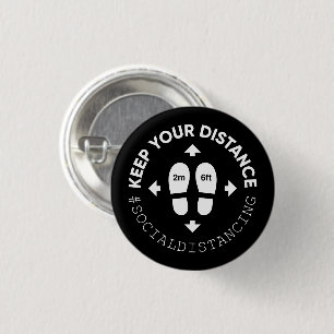 "Keep your distance" Social Distance Sign 3 Cm Round Badge