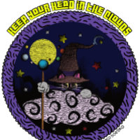 Keep Your Head In The Clouds Cartoon Wizard Cat