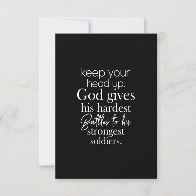 keep your head up god gives his hardest battles to thank you card (Front)