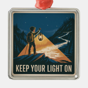 Keep Your Light On Metal Tree Decoration